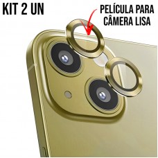 Película de Câmera Lisa iPhone 15 e 15 Plus - Dourada